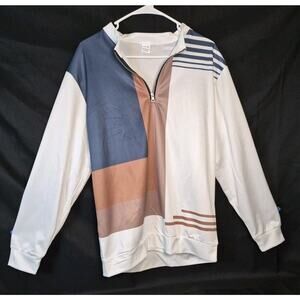 Mens Large White Quarter Zip Golf Fun Long Sleeve XL Shirt...